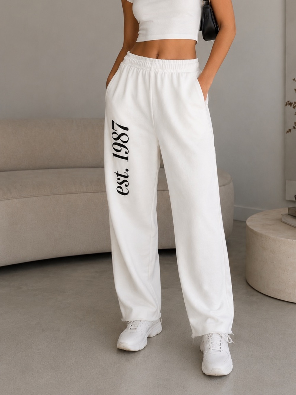 The Mayfair group est. 1987 ivory raw hem sweat pants